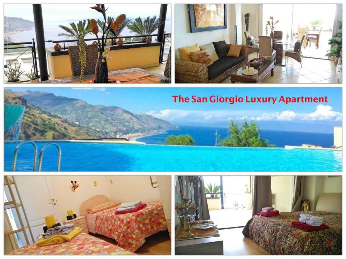 San Giorgio Luxury Apartment Taormina-Panoramic Pool & Parking Space ภายนอก รูปภาพ